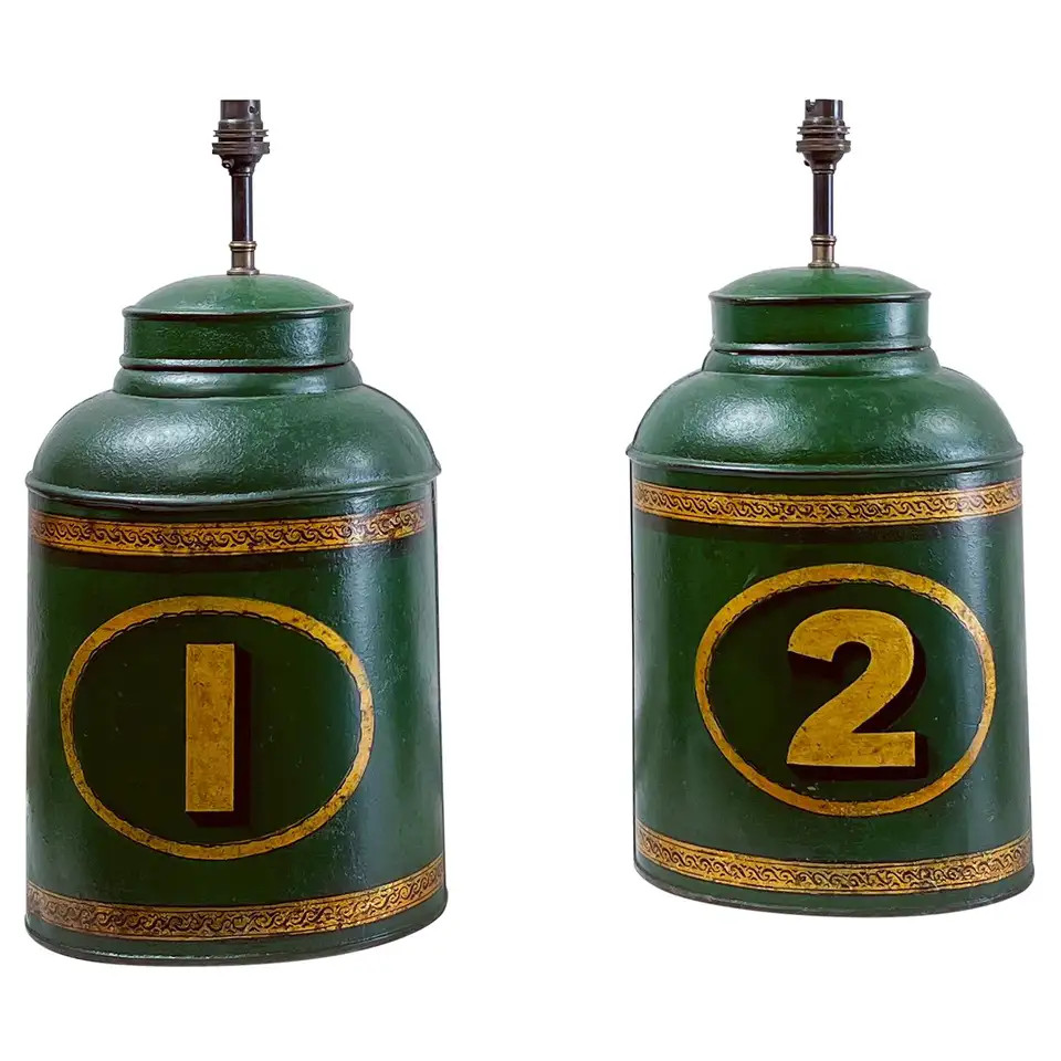 Pair of Early Nineteenth Century Tea Tin Lamps | 1stDibs
