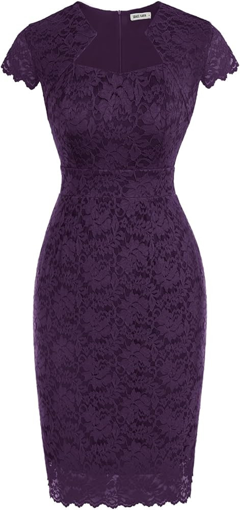 GRACE KARIN Cocktail Dress for Women Cap Sleeve Lace Dress for Wedding Guest Business Casual Dres... | Amazon (US)