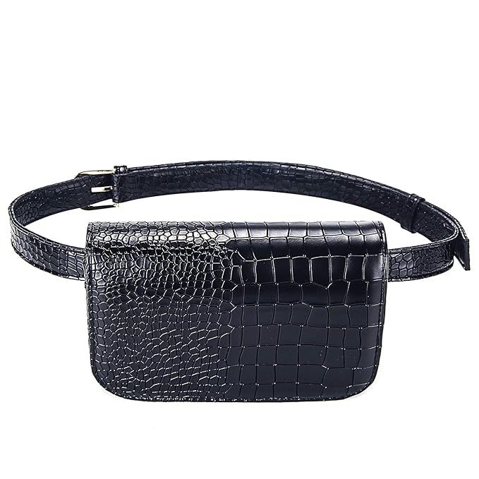 Badiya Women's Mini Waist Bag Fanny Packs Crocodile Leather Cell Phone Pocket | Amazon (US)