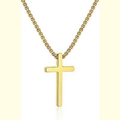 Cross Necklace For Men, Silver Black Gold Plain Cross Pendant With Adjustable Box Chain 16-30 Inch | Target