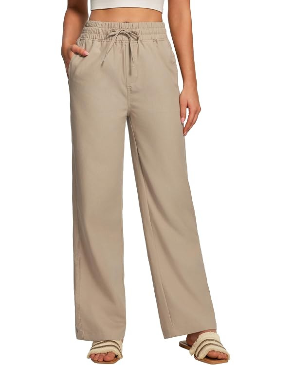 Heathyoga Linen Pants Women Summer Cotton Beach Pants for Women Casual Wide Leg Palazzo Pants Dra... | Amazon (US)