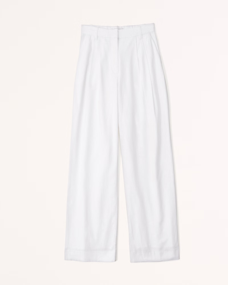 Curve Love Linen-Blend Tailored Wide Leg Pant | Abercrombie & Fitch (US)