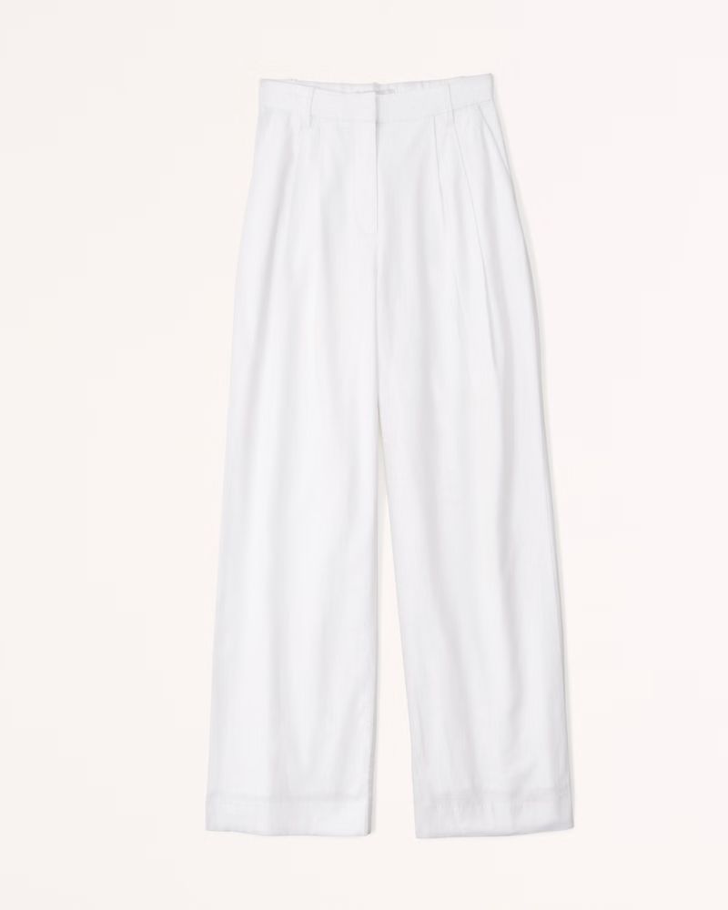 Curve Love Linen-Blend Tailored Wide Leg Pant | Abercrombie & Fitch (US)