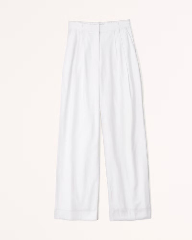 Women's Curve Love Linen-Blend Tailored Wide Leg Pant | Women's Bottoms | Abercrombie.com | Abercrombie & Fitch (US)