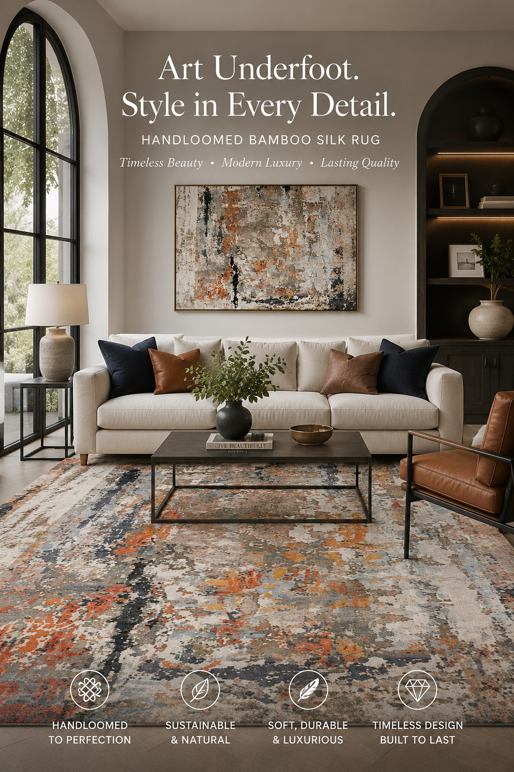 This rug looks like a piece of modern art for your floor ✨
The mix of warm rust, charcoal, and soft neutral tones makes the whole room feel instantly more designer and high-end.

I’m obsessed with how luxurious and unique this pattern looks while still working with cozy neutral interiors 🤎

Definitely one of those statement pieces that transforms a space completely.

#ltkhome #luxuryinteriors #designerhome #homedecor #ruglove 

 #LTKHome