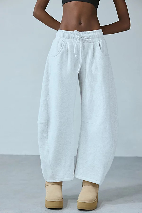 Out From Under Essential Barrel Leg Sweatpant in Light Grey, Women's at Urban Outfitters | Urban Outfitters (US and RoW)