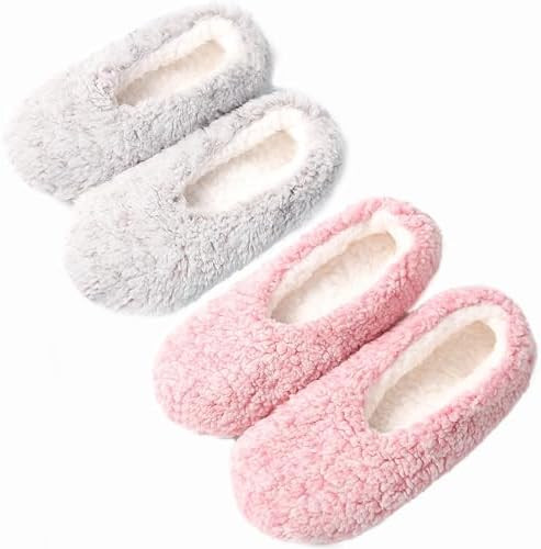 HUGSWEET Slipper for Women Men Thick Warm Fuzzy Slippers With Grips Indoor Cozy Fluffy Sherpa Lin... | Amazon (US)