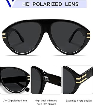 VANLINKER Oversized Retro Aviator Sunglasses Womens Mens Polarized Trendy 70s Vintage Sun Glasses... | Amazon (US)