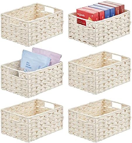 mDesign Woven Farmhouse Kitchen Pantry Food Storage Organizer Basket Bin Box - Container Organiza... | Amazon (US)