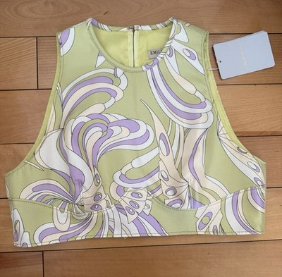 EMILIO PUCCI Sleeveless Farfalle Top Green Crop Tank M 6 38 FR $885 NWT | eBay US