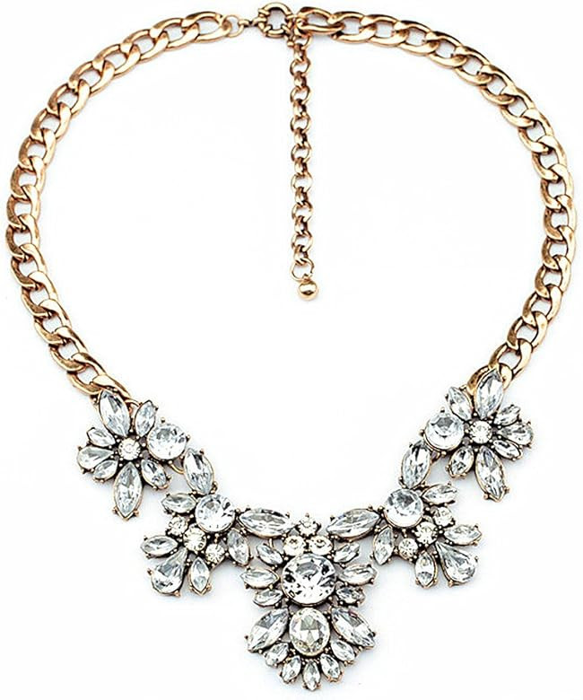 GYAYA Golden Tone Jewelry Sets Rhinestone Crystal Drop Dangle Earrings Or Statement Necklace | Amazon (US)