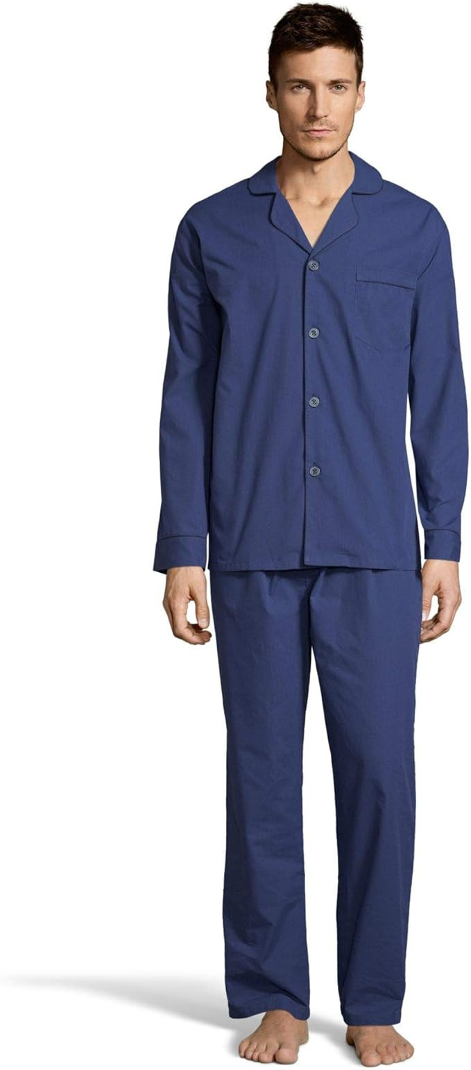 Hanes Men's Long Sleeve Plain Weave Pajama Set | Amazon (US)