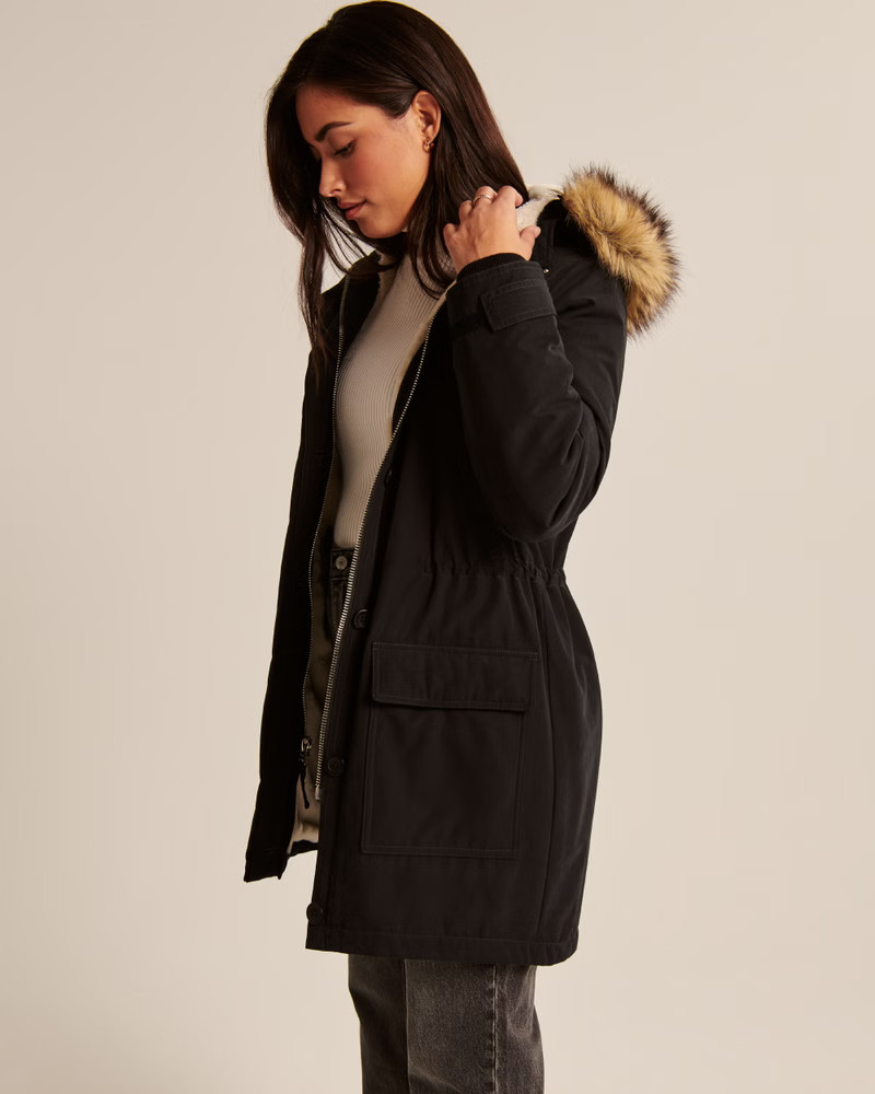 Faux Fur-Lined Military Parka | Abercrombie & Fitch (US)