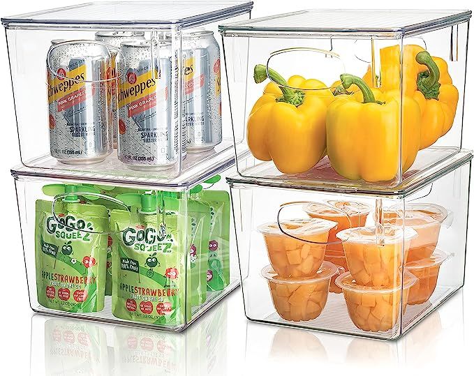 Sorbus Plastic Storage Clear Bins with Lid, Stackable Pantry Organizer Box Bin Containers for Org... | Amazon (US)