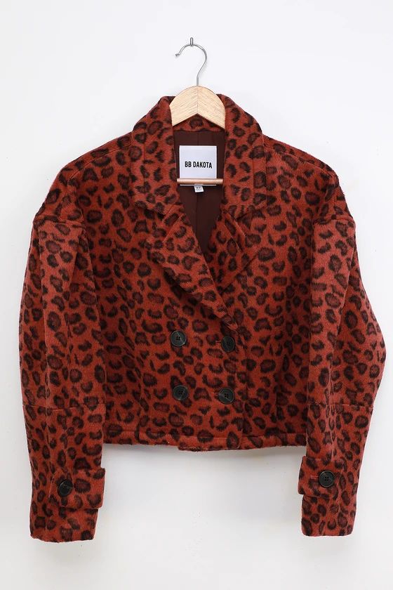Wow Moment Rust Orange Leopard Print Double Breasted Jacket | Lulus (US)