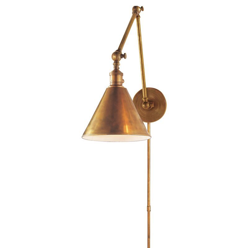 Boston Double Arm Library Light, Antique Brass | One Kings Lane