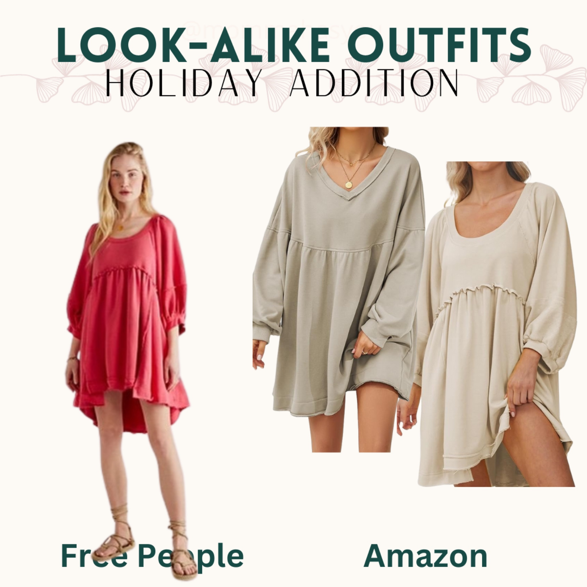 Dress up or keep casual with sneakers. Baby doll dress from free people but found for less on Amazon.  V-neck versus scoopneck.  Which do you prefer? Color or neutral?  Add boots for more fall & cooler Temps look.  throw on a cardigan the same length as the dress to keep warm. Dupe. Create outfit idea for Thanksgiving holiday looks and gifts ideas.  

#LTKGiftGuide #LTKSeasonal #LTKHoliday