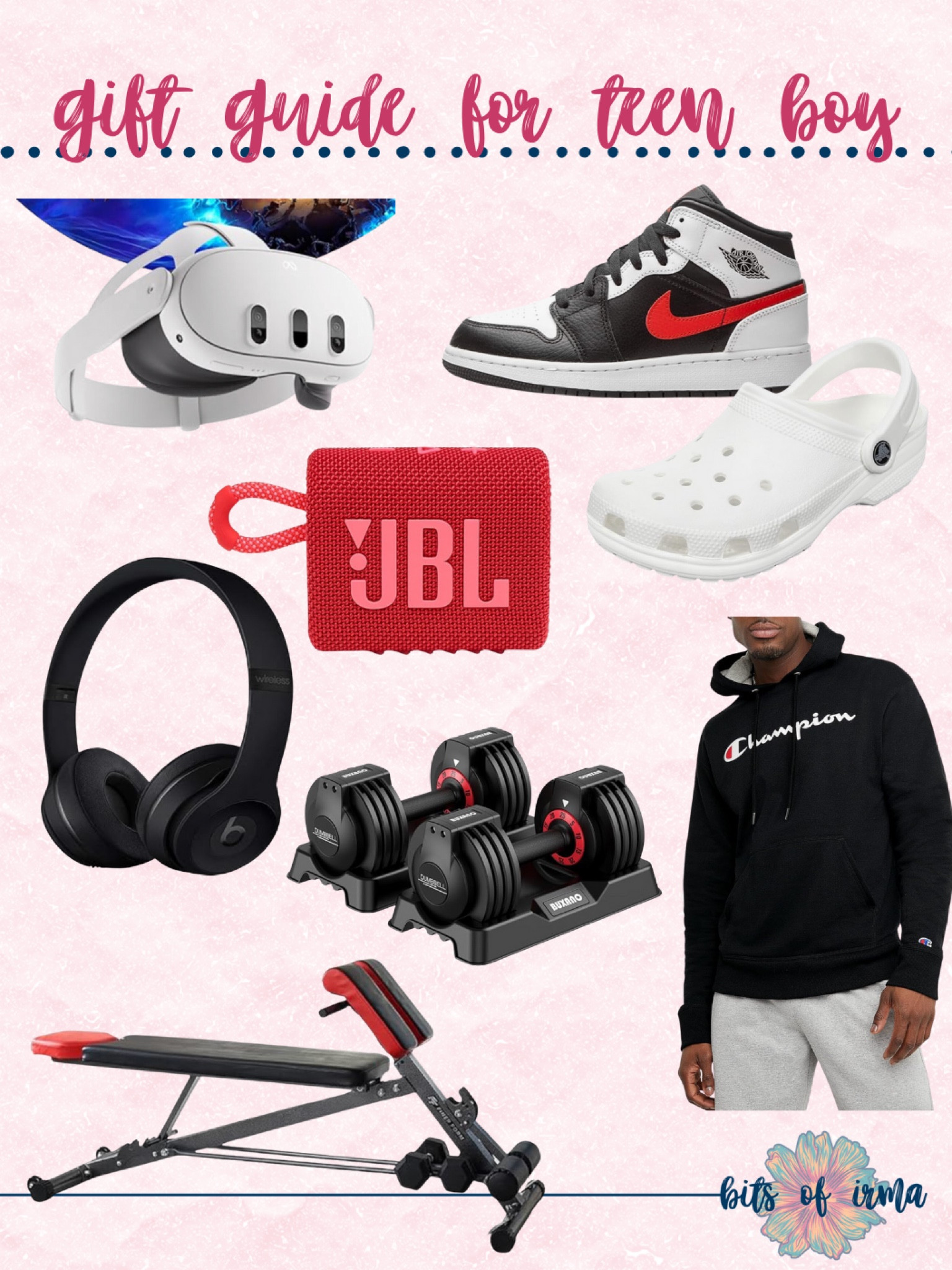 Gift Guide for Teen Boys | Virtual Reality Headset | High-Top Sneakers | Portable Bluetooth Speaker | Casual Slip-On Shoes | Over-Ear Wireless Headphones | Adjustable Dumbbell Set | Compact Workout Bench | Stylish Hooded Sweatshirt | 

#LTKGiftGuide #LTKHoliday #LTKSeasonal