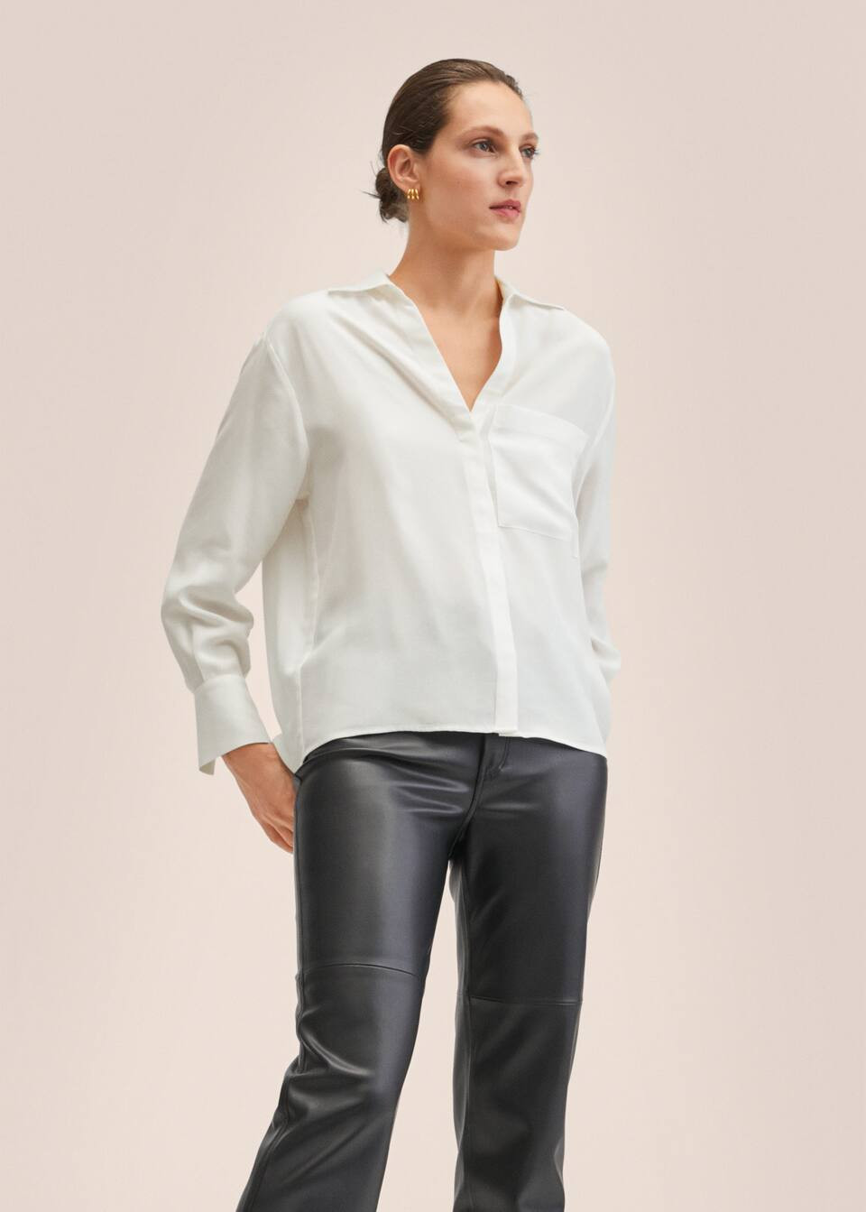 Oversized lyocell shirt | MANGO (US)