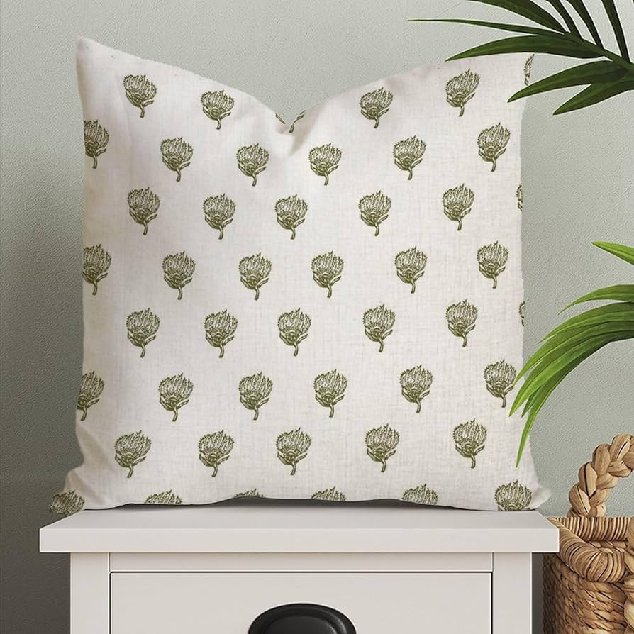 MangGou Green Petite Skukusa Floral Euro Sham Pillow Covers Chinoiserie Style Pillow Case Asian T... | Amazon (US)