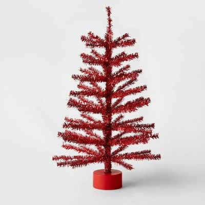 24" Unlit Tinsel Artificial Christmas Tree Red - Wondershop™ | Target