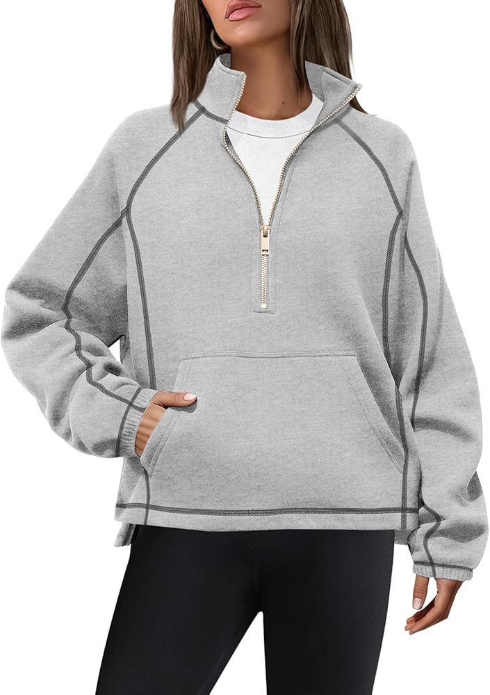 ReachMe Womens Quarter Zip Oversized Sweatshirts Fleece Half Zip Pullover Hoodie Mock Neck Sweate... | Amazon (US)