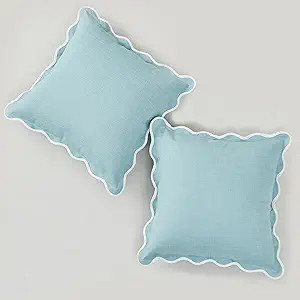 Scalloped Throw Pillow Covers Set of 2 for Living Room, Soft Cotton & Cozy Linen, Boho Sytle Deco... | Amazon (US)
