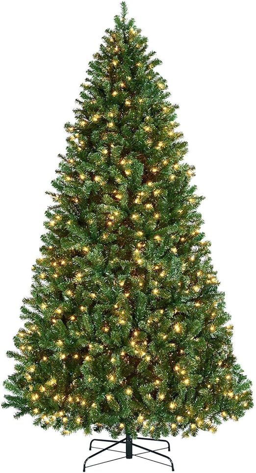 Yaheetech 9ft Pre-lit Spruce Artificial Hinged Christmas Pine Tree Prelighted Holiday Xmas Tree f... | Amazon (US)