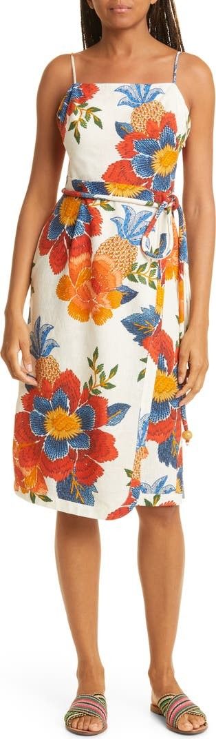 Farm Rio Linen Blend Pinapple Flowers Dress- Vacation Dress | Nordstrom