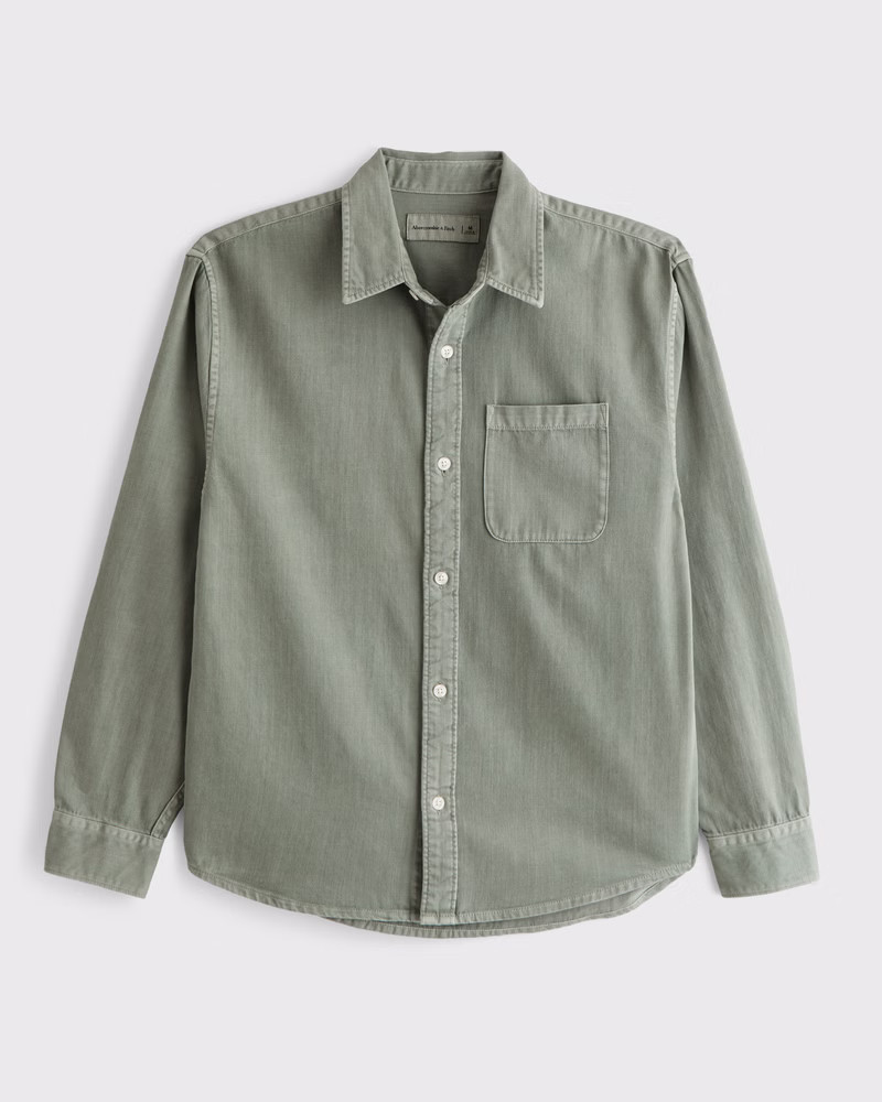 Men's Twill Button-Up Shirt | Men's Tops | Abercrombie.com | Abercrombie & Fitch (US)