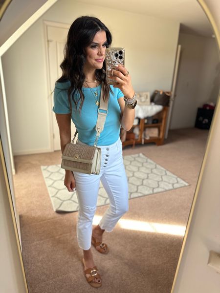 Summer Walmart outfit! Size small in tee, sized up one size in white jeans 

#LTKfindsunder100 #LTKstyletip #LTKSeasonal