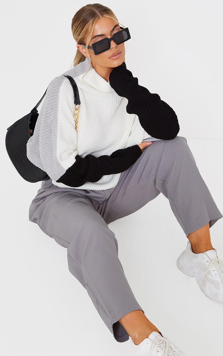 Monochrome Oversized Color Block Sweatshirt | PrettyLittleThing US