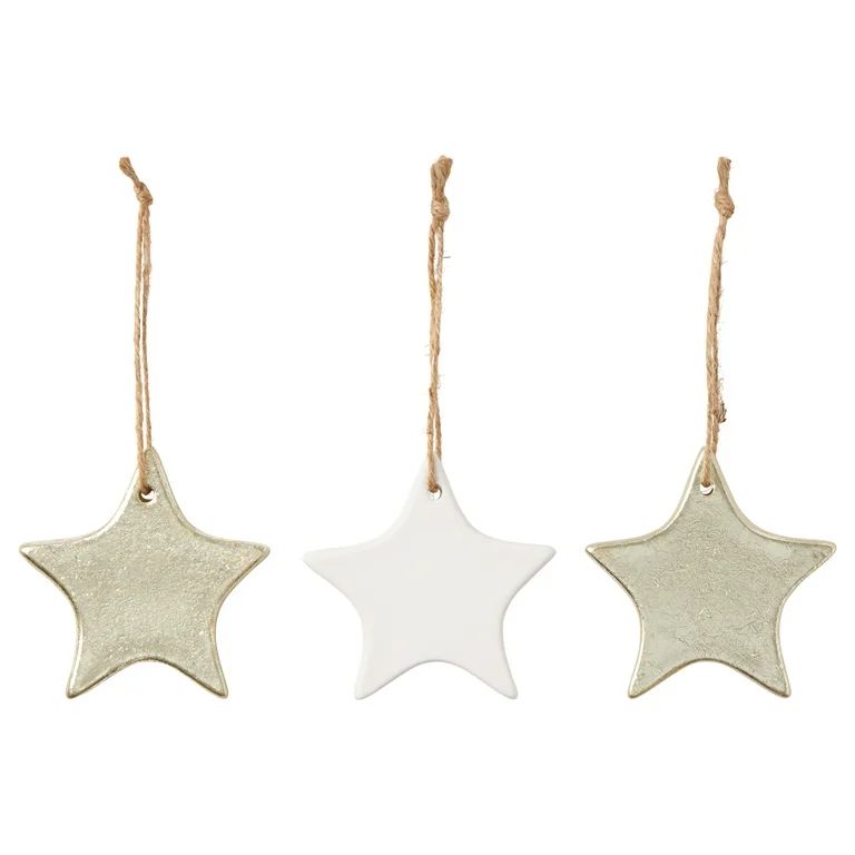 Mt Texas House White and Gold Star Hanging Ornaments, 3 Count | Walmart (US)