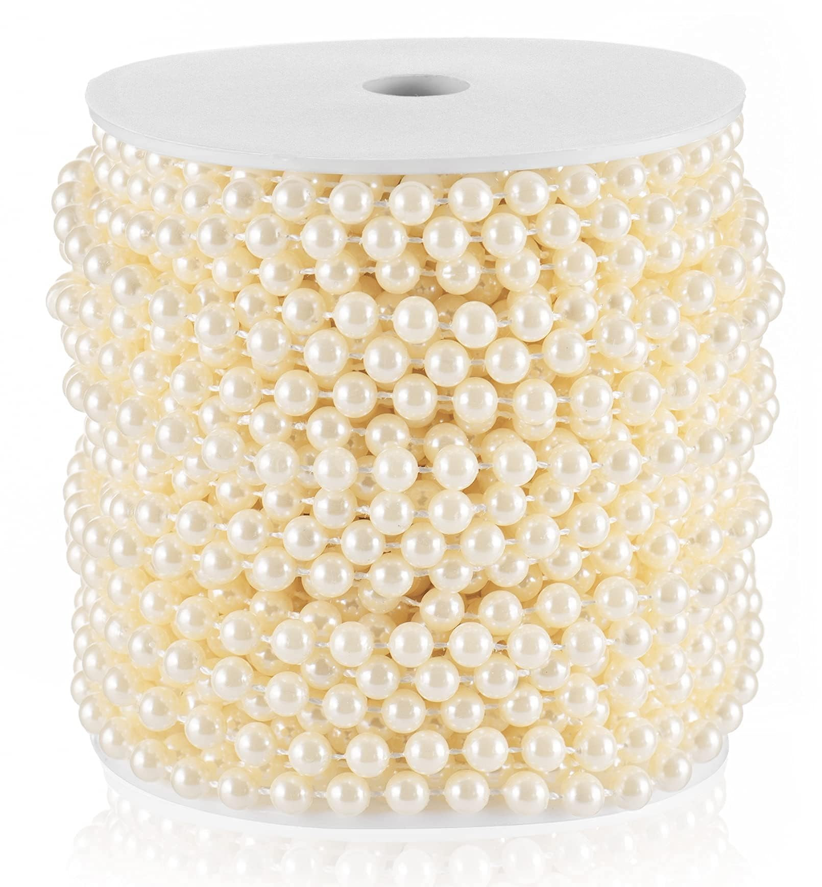 Craft String Pearls 6MM Pearl Bead, 66 Feet Ivory Faux Pearl Garland Spool Roll Strand Wedding Pa... | Amazon (US)