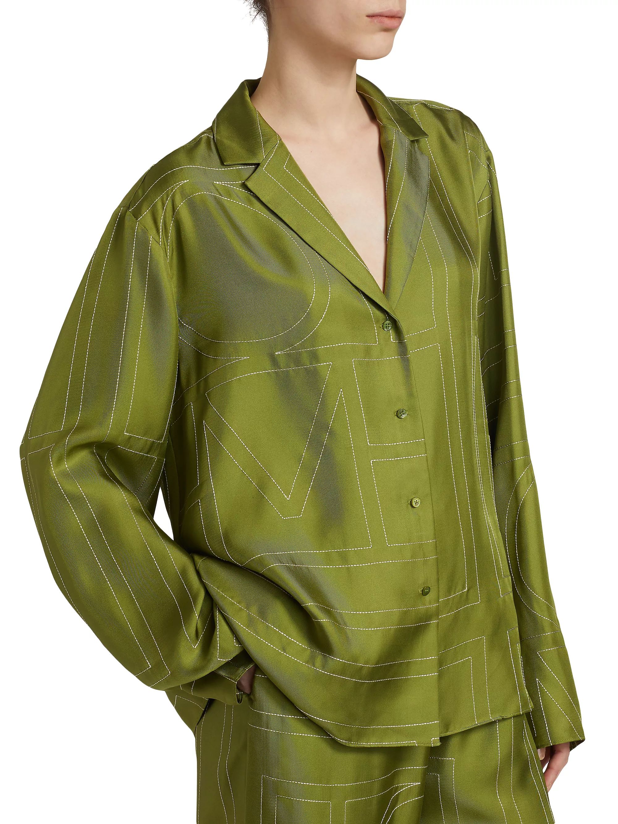 Monogram Silk Pajama-Style Top | Saks Fifth Avenue