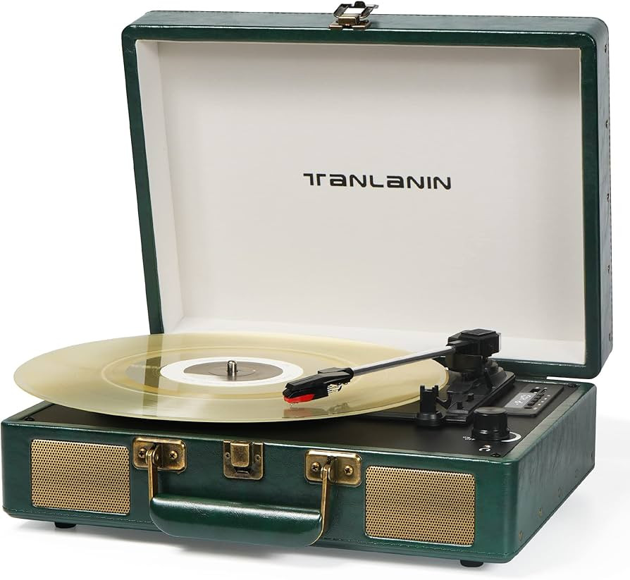 Vintage 3-Speed Bluetooth Portable USB Suitcase Record Player with Built-in Speakers | Upgraded V... | Amazon (US)