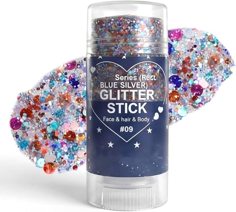 4th of July Glitter Stick, 2026 New Red, White & Blue Body & Hair Sparkle for 4th of July, Patrio... | Amazon (US)