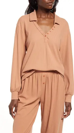 Ribbed Long Sleeve Organic Cotton Blend Henley | Nordstrom