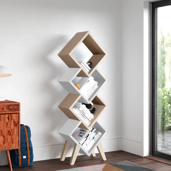 Cerna 62.25'' H x 21.75'' W Geometric Bookcase | Wayfair North America