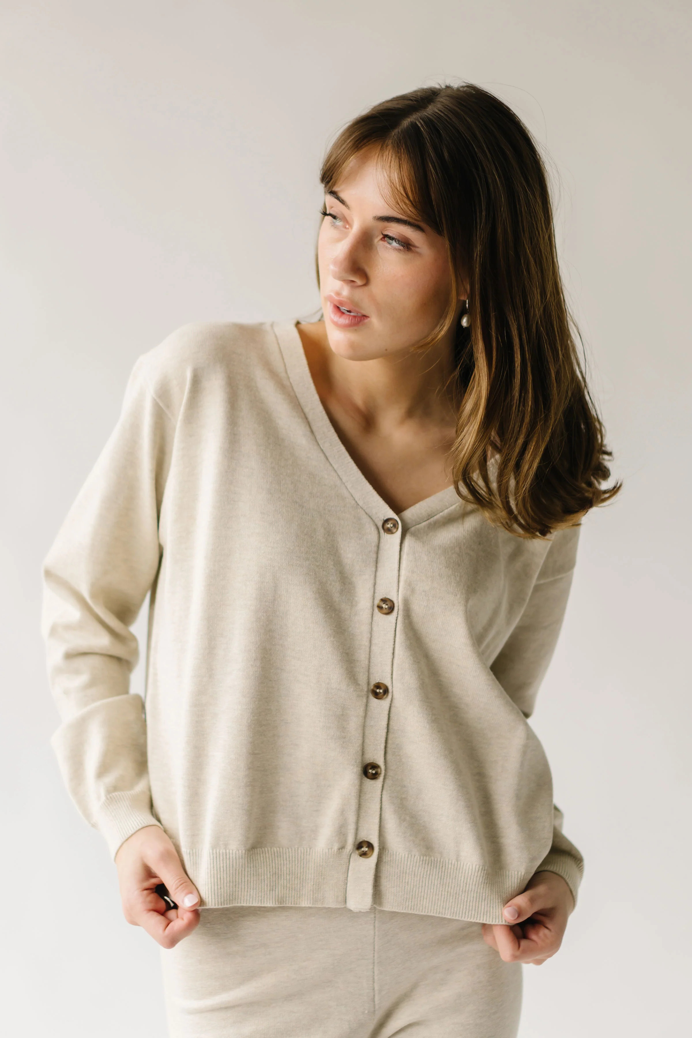 The Renninger Knit Cardigan in Heather Oat | Piper & Scoot