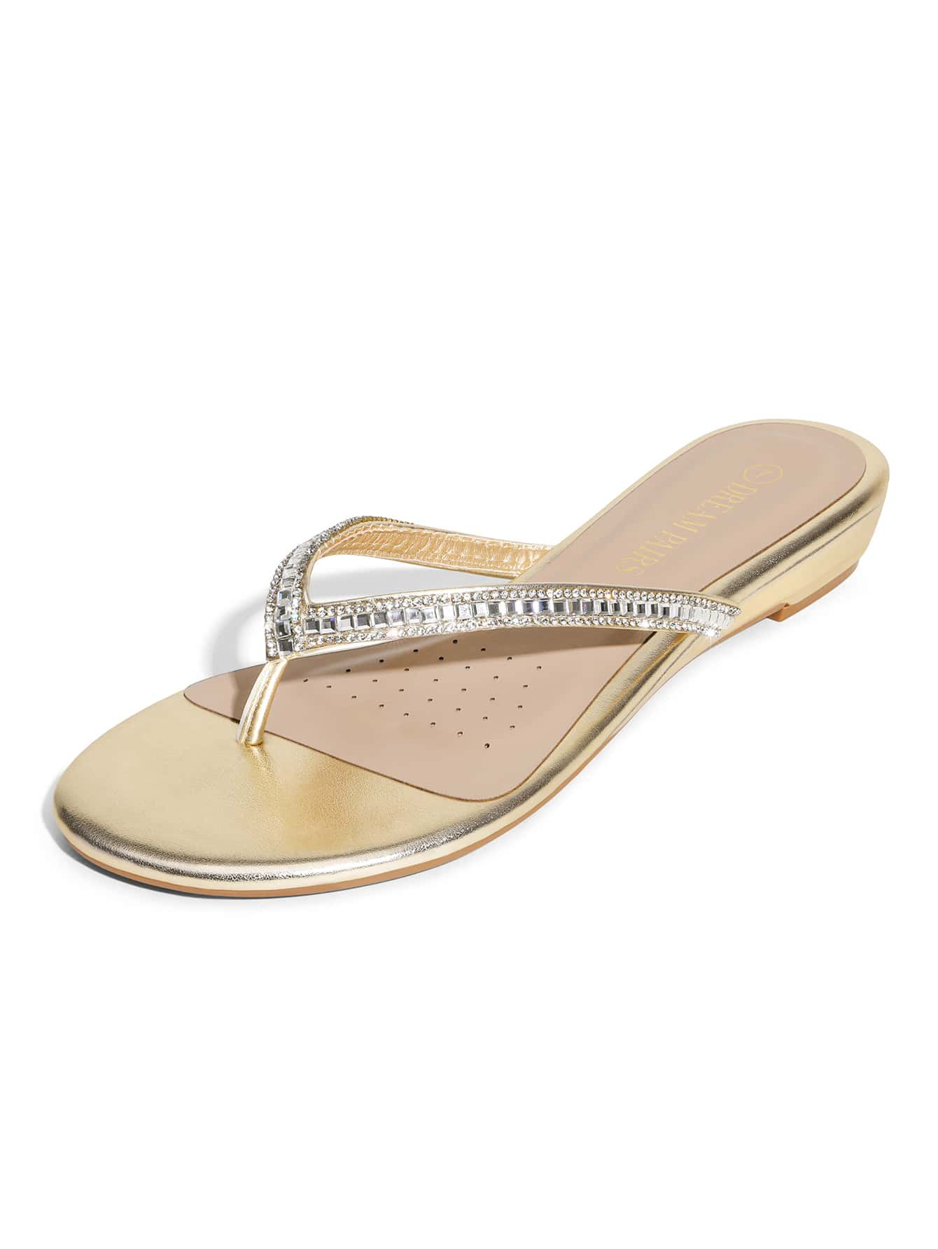 Women's Thong Sandal Fashion Rhinestones Design Slides Sandals | SHEIN