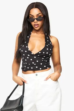 Tops | Woven Polka Dot Wrap Top | boohoo | Boohoo.com (UK & IE)