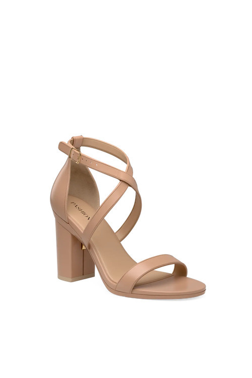 Pashion Footwear The Sandal 4" Block Convertible Heel in Latte Leather at Nordstrom, Size 9.5 | Nordstrom