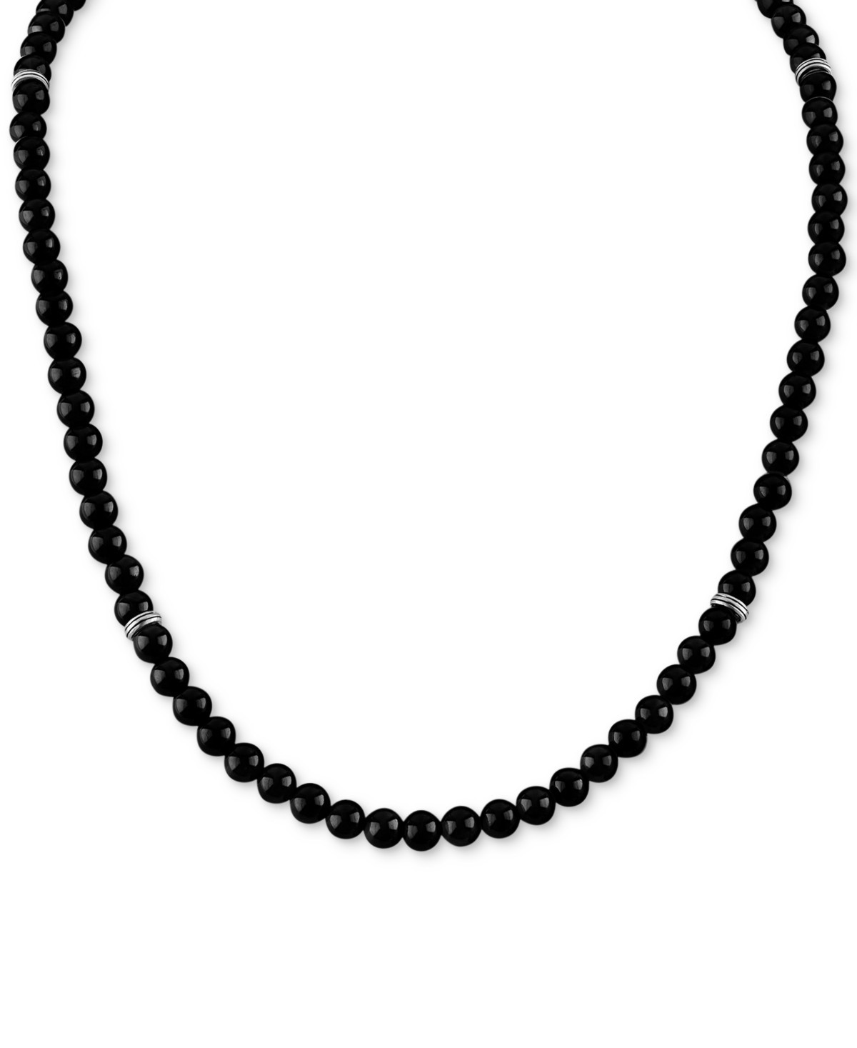 Esquire Men's Jewelry Black Onyx Bead 22" Necklace in Sterling Silver, Exclusively at Macy's - Black | Macy's