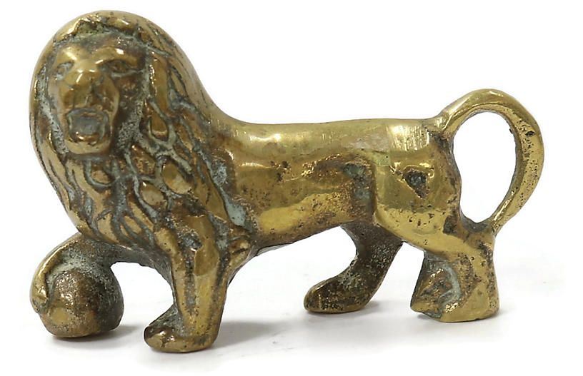 19th-C. English Brass Lion | One Kings Lane