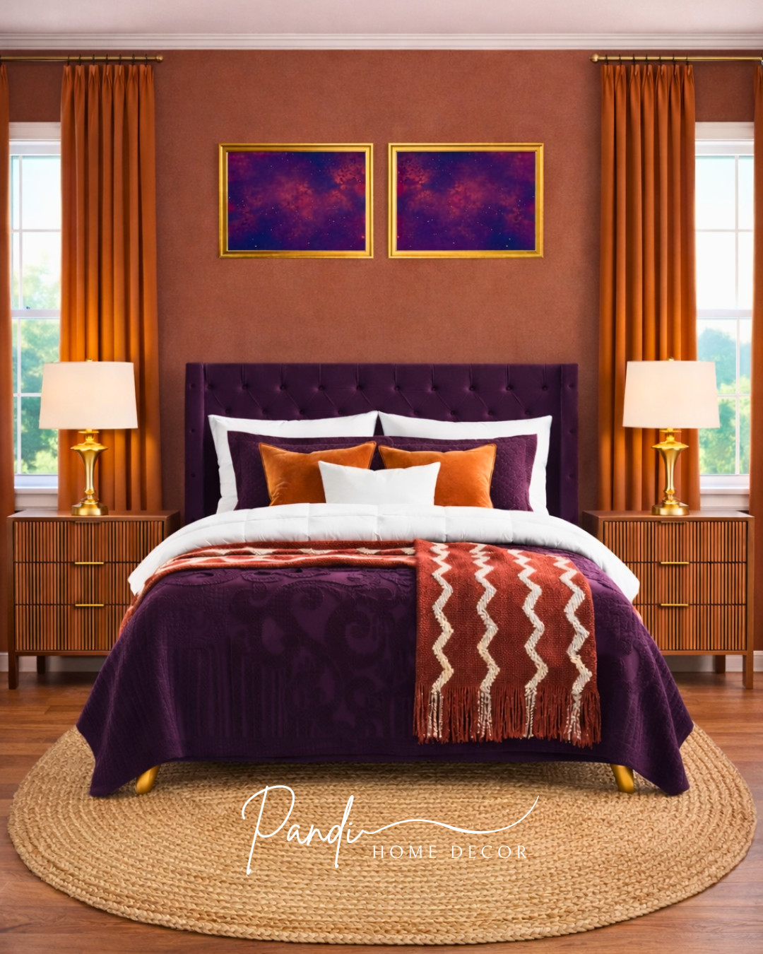 Warm rust and deep plum tones create a bold, cozy bedroom that feels rich and inviting 🍂💜 Layered textures, soft lighting, and natural accents bring warmth and depth to the space.
#WarmBedroom #PlumDecor #RustDecor #BedroomDecor #CozyBedroom #BedroomInspo #HomeDecor 

 #LTKHome