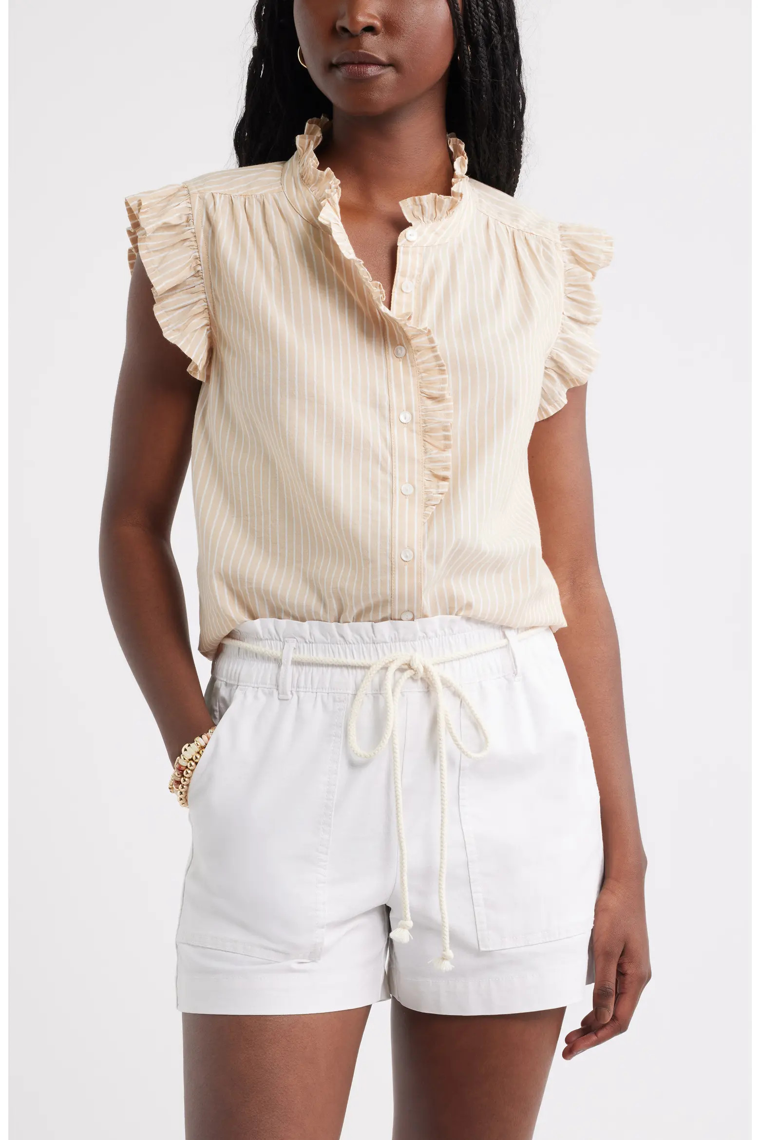 Ruffle Sleeve Cotton Blend Top (Women) | Nordstrom | Nordstrom