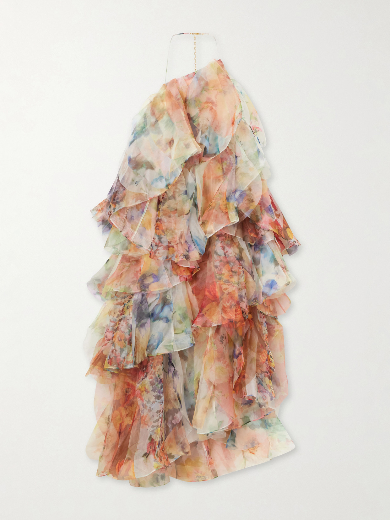 Zimmermann - Luna Tiered Ruffled Floral-print Chiffon Halterneck Midi Dress - Multi | NET-A-PORTER (US)