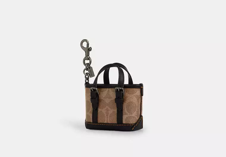 Mini Warner Tote Bag Charm In Signature Canvas | Coach Outlet CA