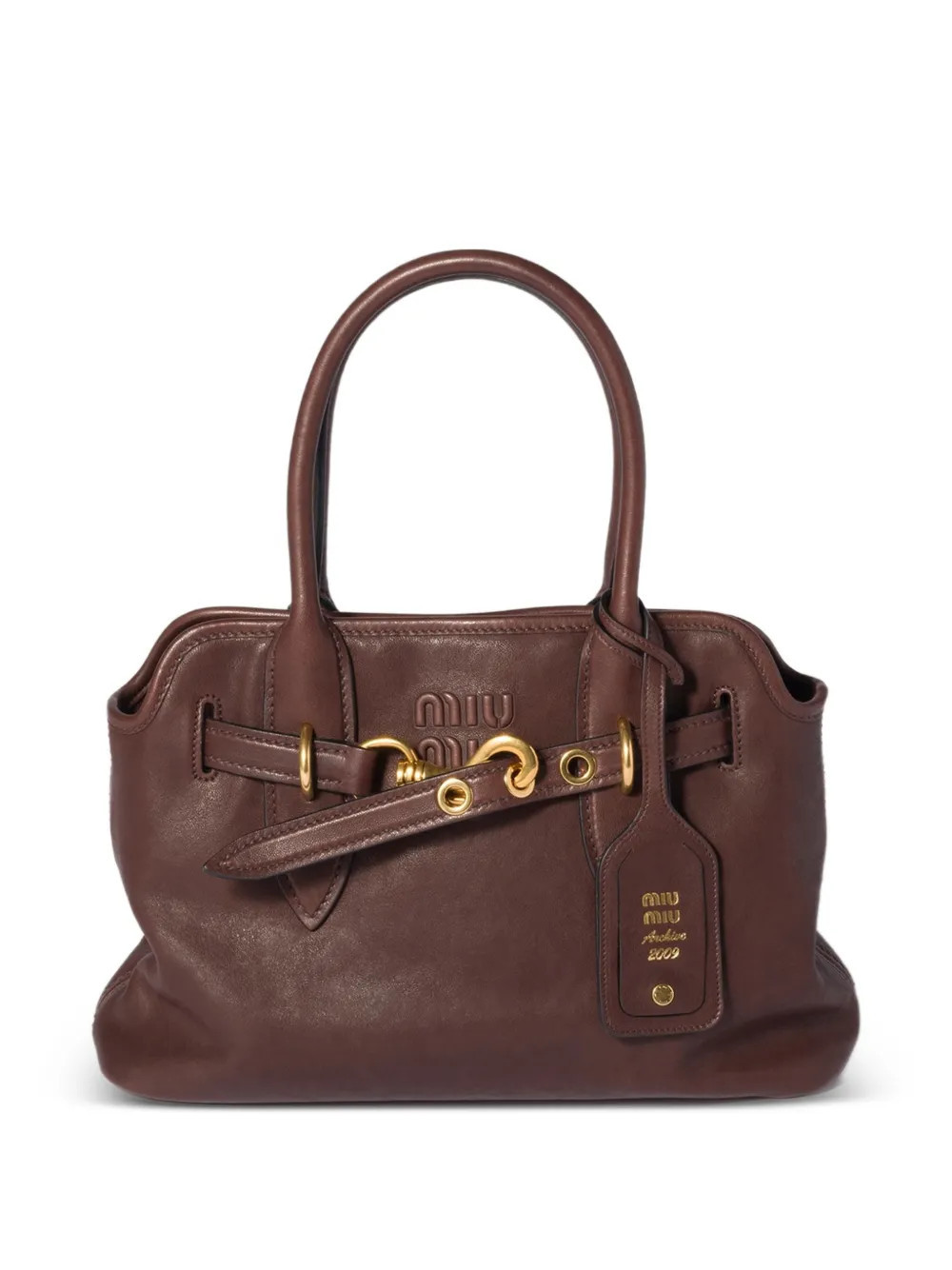 Miu Miu Aventure leather tote bag - Brown | Farfetch Global